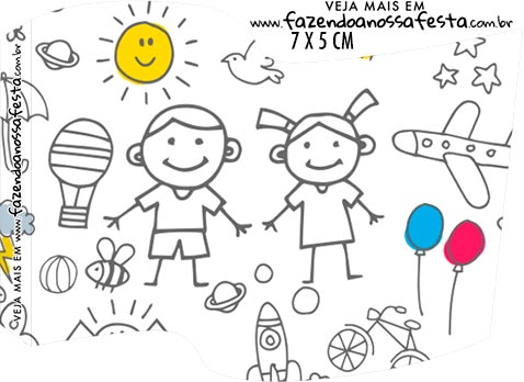 Topper Bandeirinha Dia das Criancas para colorir