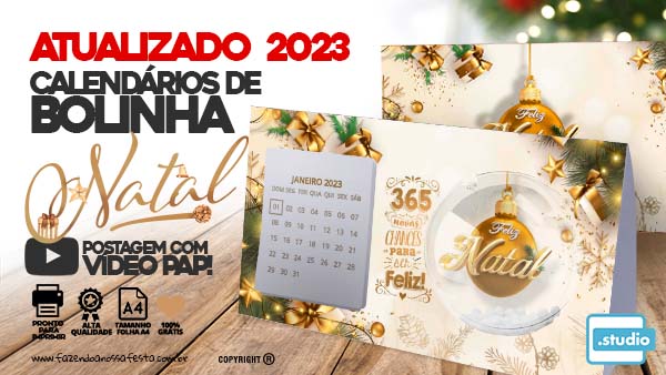Calendario de Mesa 2023 Natal com Bolinha