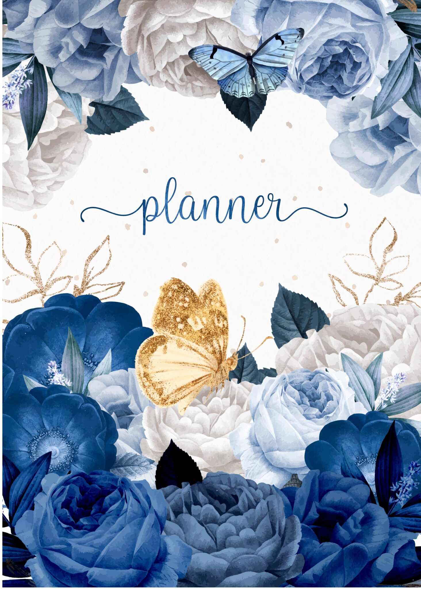 Planner Floral Rosas Azuis Capa Fazendo A Nossa Festa