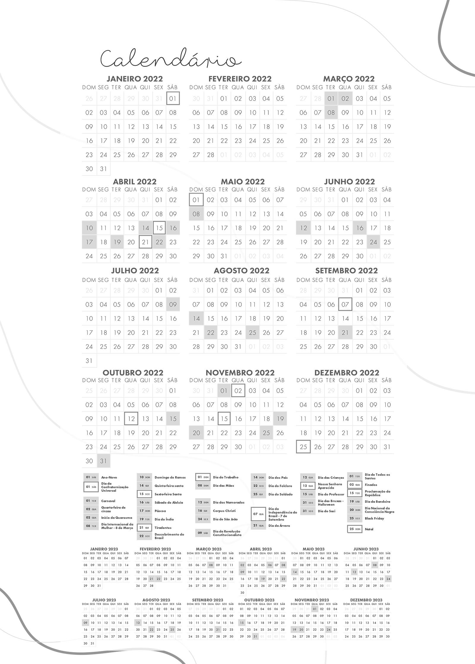 Planner Lettering Calendario 2022