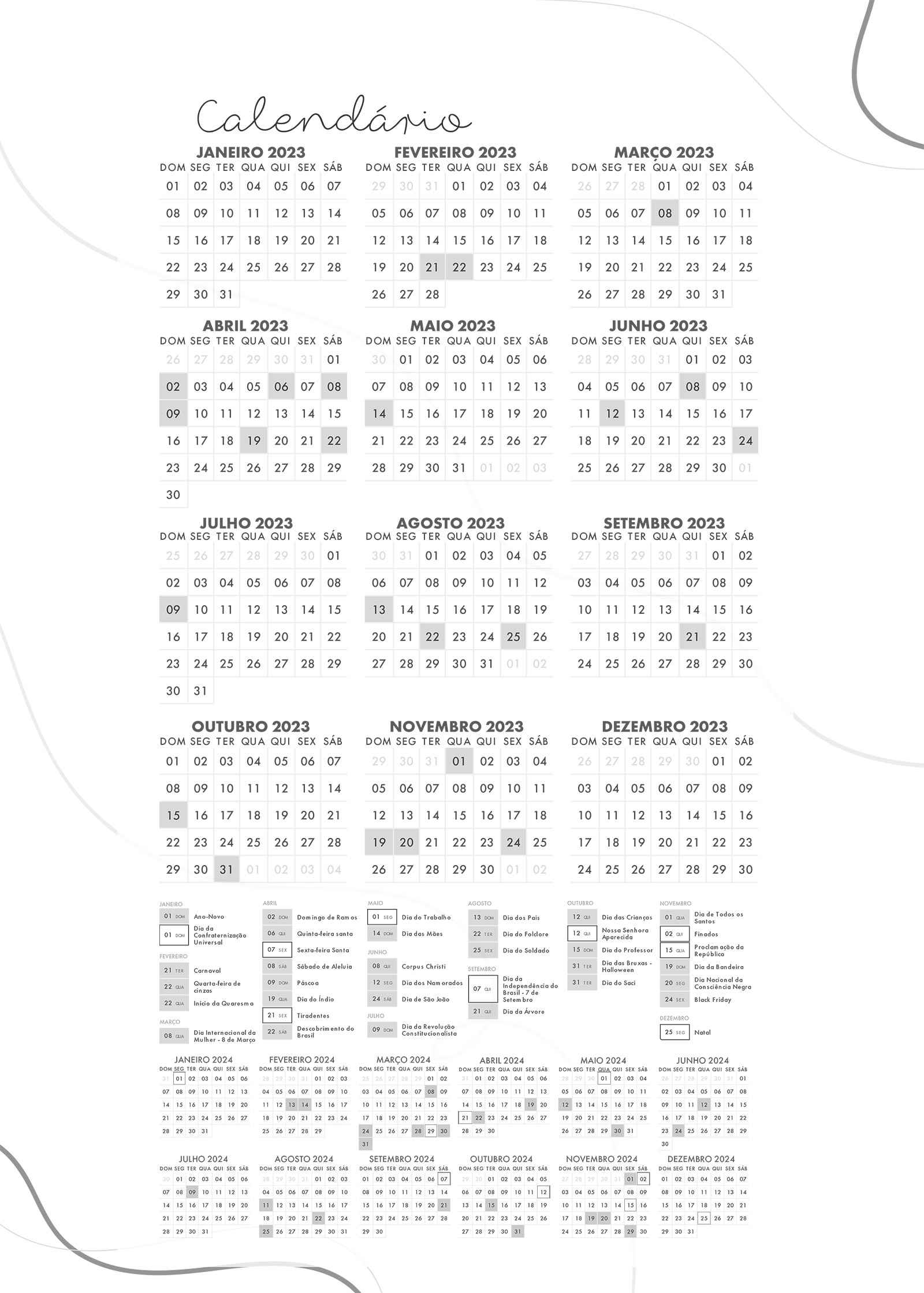 Planner Lettering Calendario 2023