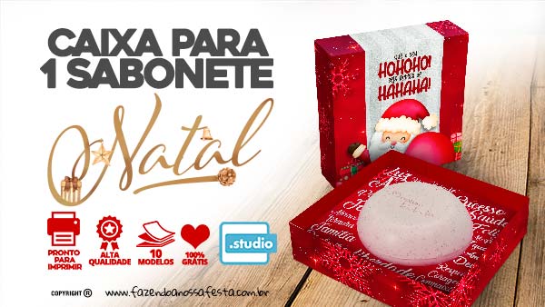 Caixa para 1 Sabonete Natal Grátis para Baixar e Imprimir