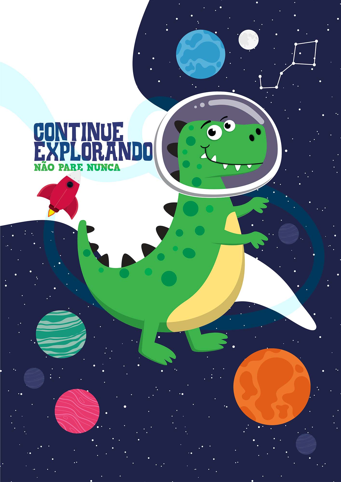 Capa de Caderno Dinossauro Astronauta