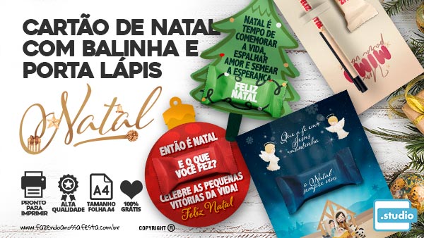 Cartão com 4 Bis Natal Personalizado