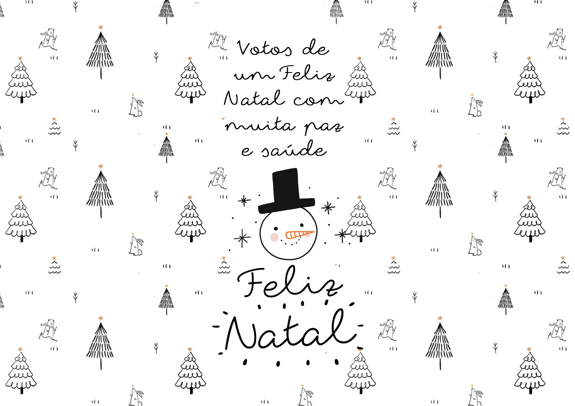 Cartao de Natal para editar boneco de neve frente - Fazendo a Nossa Festa