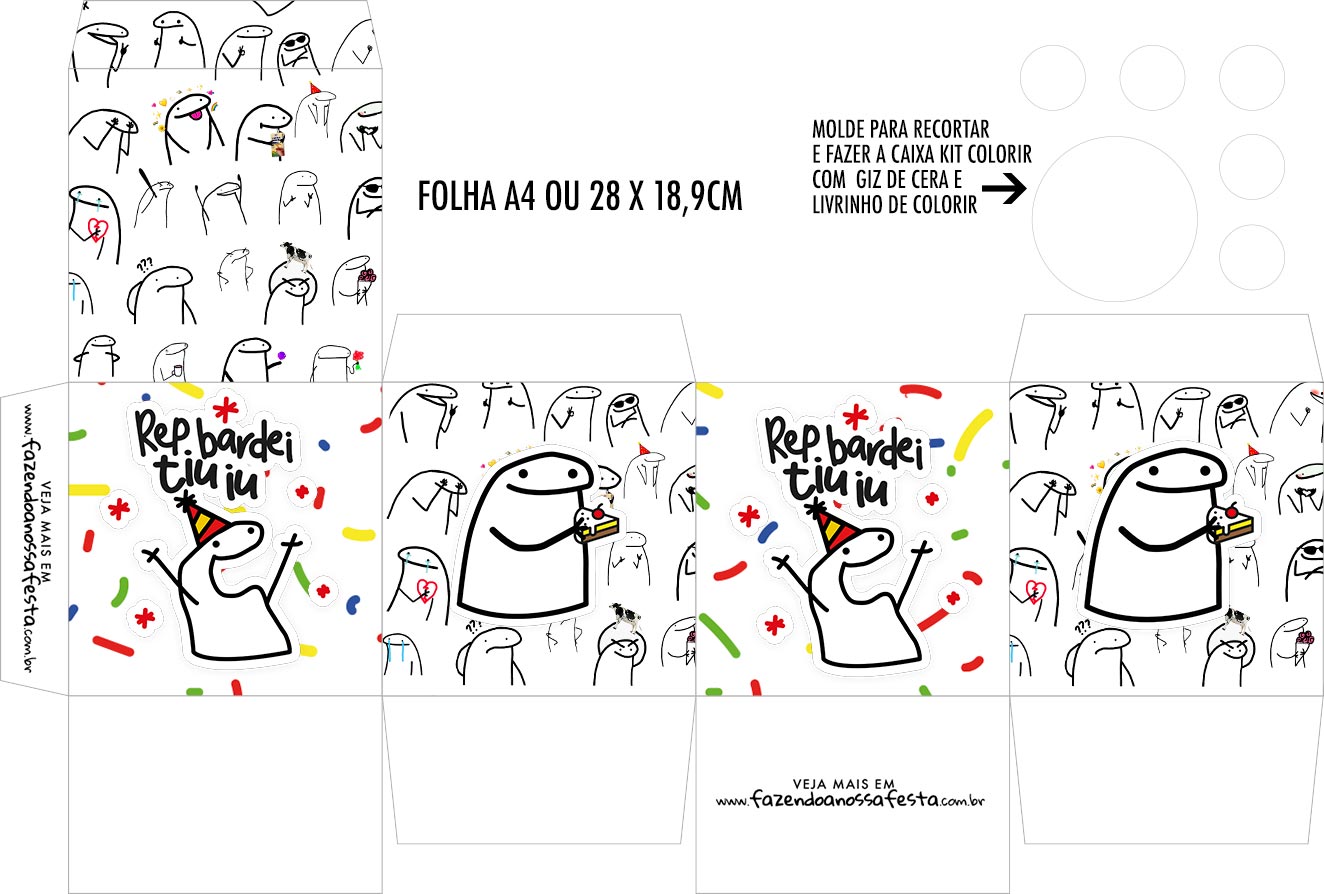 Caixa Kit Colorir Festa Meme Bento Flork