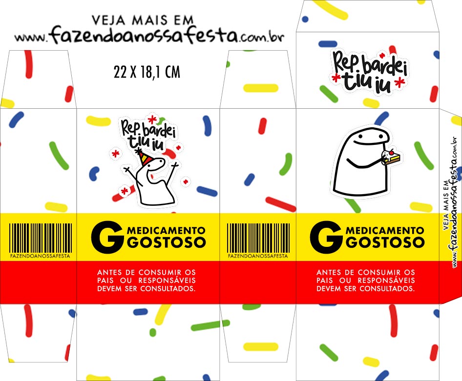 Topo de bolo Meme Bento Flork - Fazendo a Nossa Festa