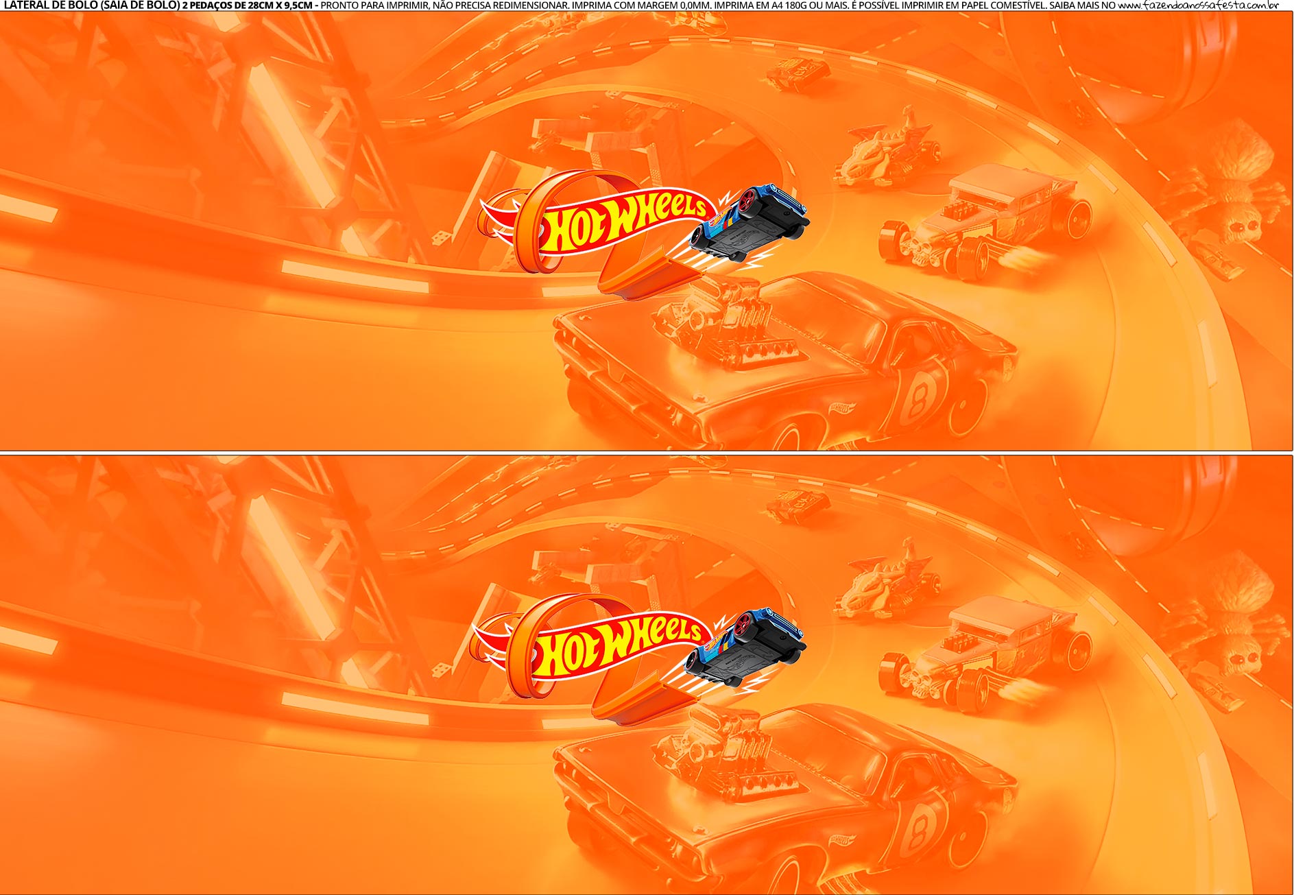 Saia de Bolo Hot Wheels - Fazendo a Nossa Festa