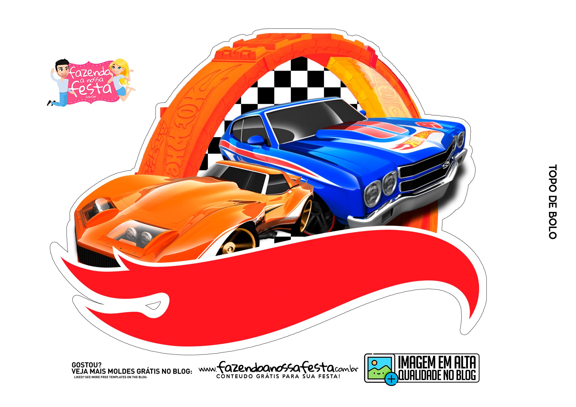 Topo de bolo Hot Wheels Para Imprimir Grátis