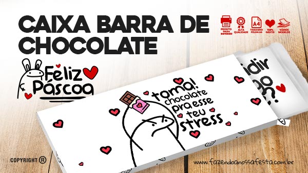 Caixa Barra de Chocolate Meme Flork para Páscoa