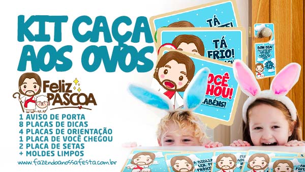 Kit Caça aos Ovos Páscoa Cristã para Imprimir Molde Grátis