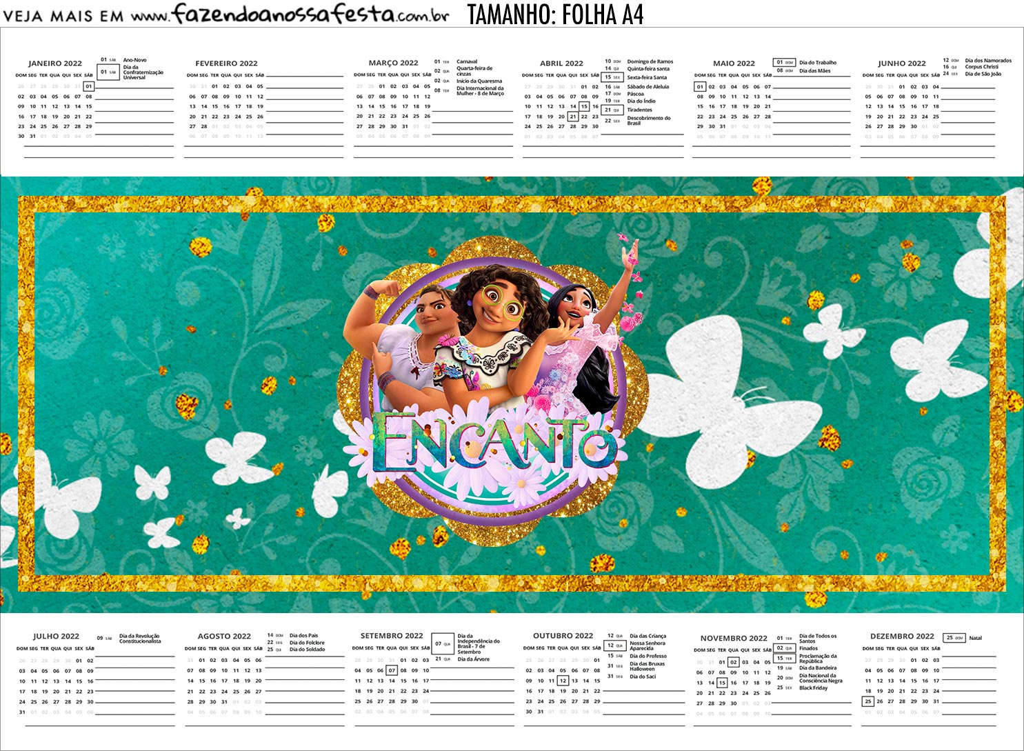 Calendario Personalizado 2020 Encanto Disney
