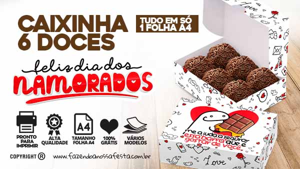 Caixa 6 Doces Flork para Dia dos Namorados – Grátis para Imprimir