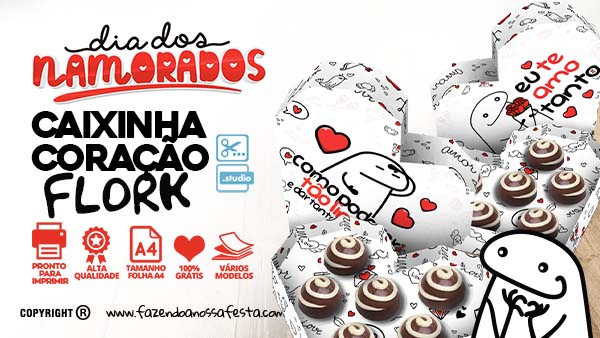 Caixa Coracao Flork Dia dos Namorados para imprimir