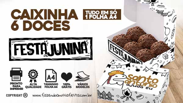 Caixa 6 Doces Festa Junina Flork – Grátis para Imprimir