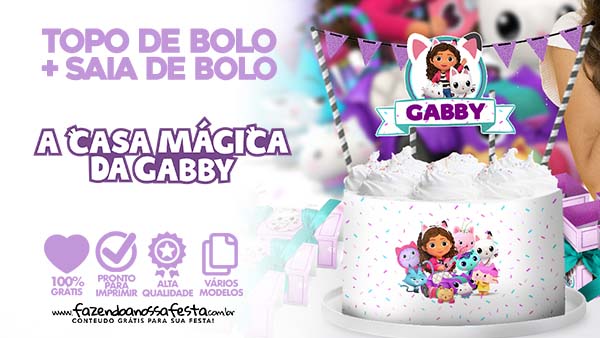 Topo de bolo Casa Mágica da Gabby – Faça você mesmo em Casa