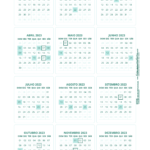 Mini Calendario 2023 azul turquesa
