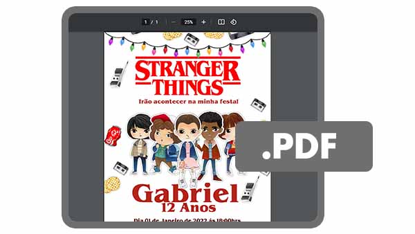 Convite Digital 2 temas Stranger Things e Demon Slayer