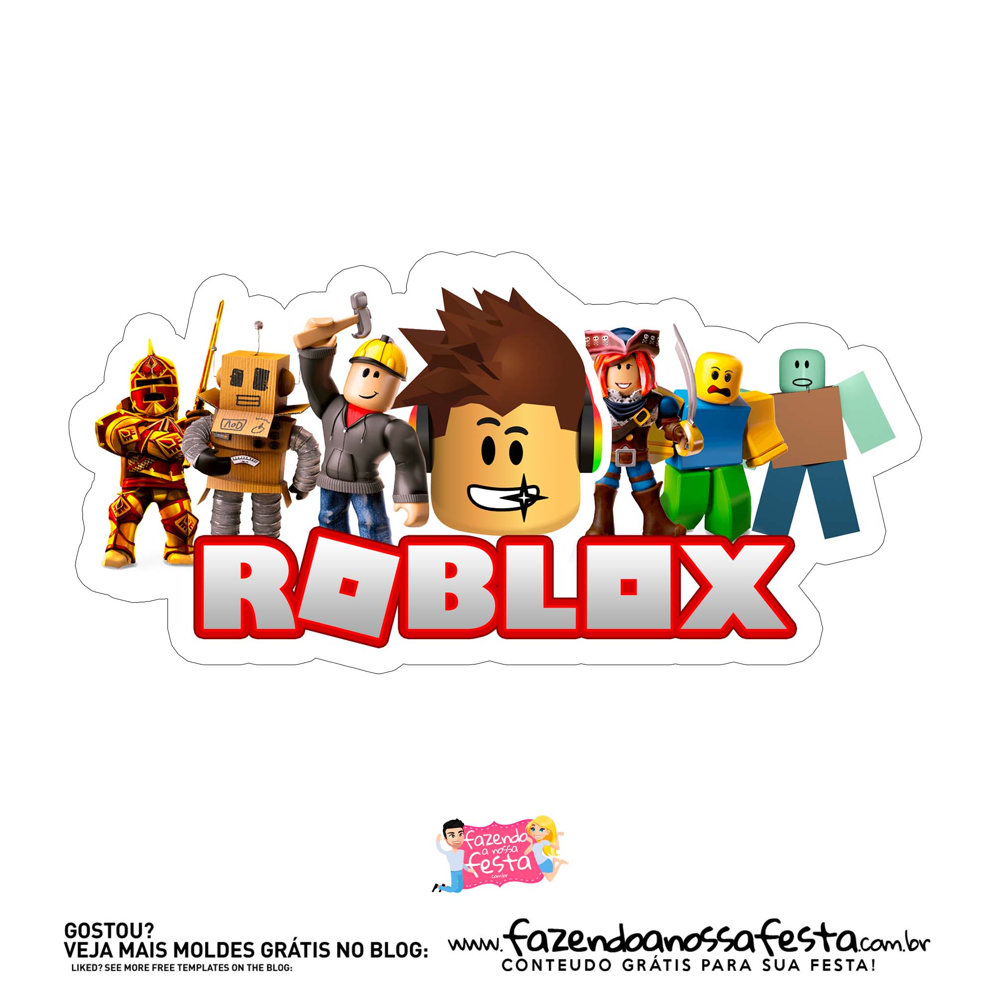 Topo de Bolo Kit Festa Roblox - Fazendo a Nossa Festa