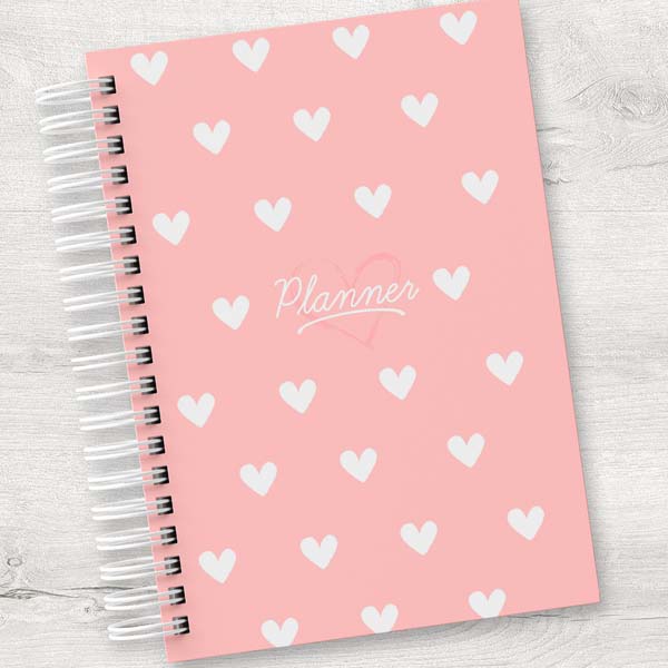 Planner 2023 Coracoes fofo Rosa
