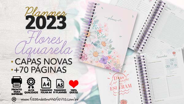 Planner 2023 Flores Aquarela para Imprimir