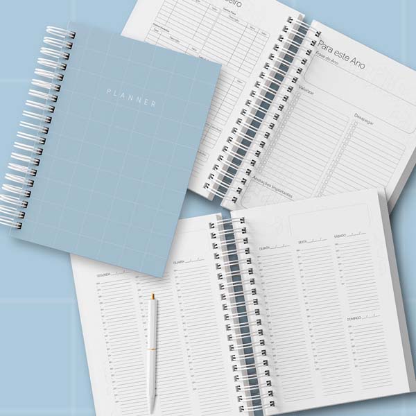 Planner Minimalista Xadrez Azul modelo