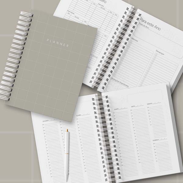 Planner 2023 Minimalista Xadrez Nude modelo