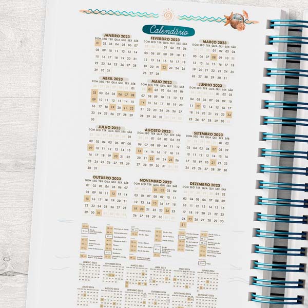 Planner 2023 Praia Calendario