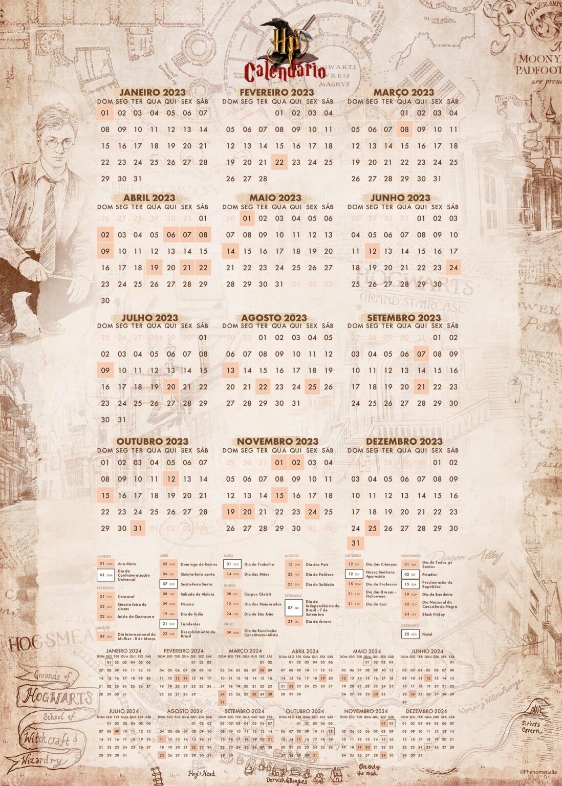 Planner Harry Potter Calendario 2023 Fazendo A Nossa Festa
