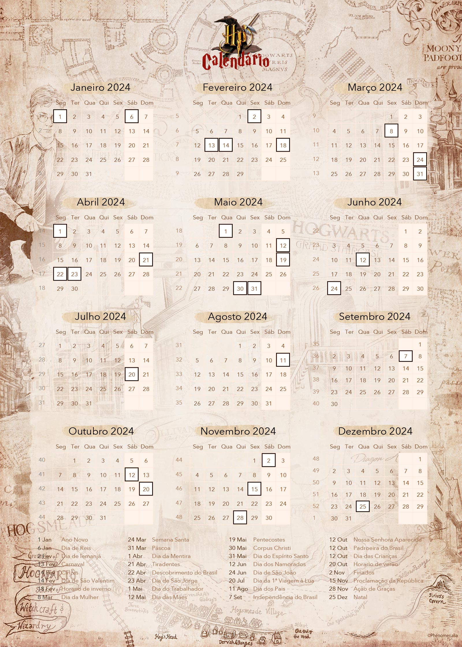 Planner Harry Potter Calendario 2025 Fazendo a Nossa Festa