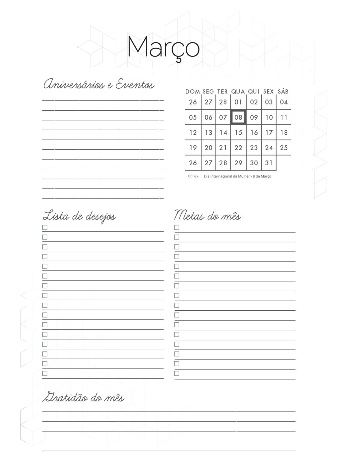 Planner Minimalista Xadrez Agenda Marco Fazendo A Nossa Festa