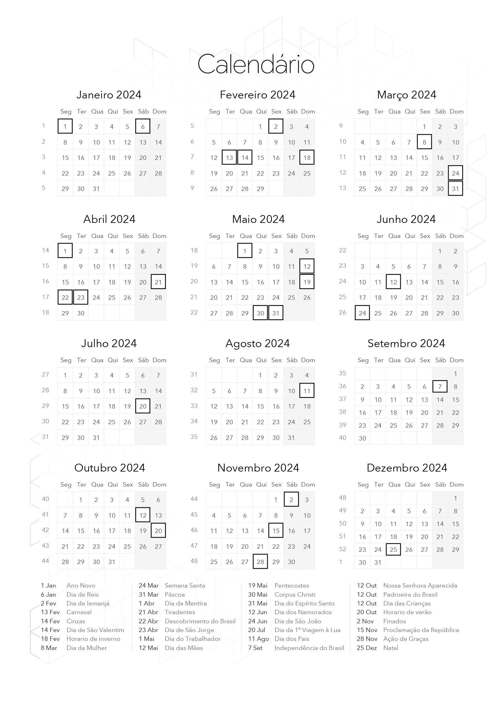 Planner 2023 Minimalista Xadrez para Imprimir - Download Grátis