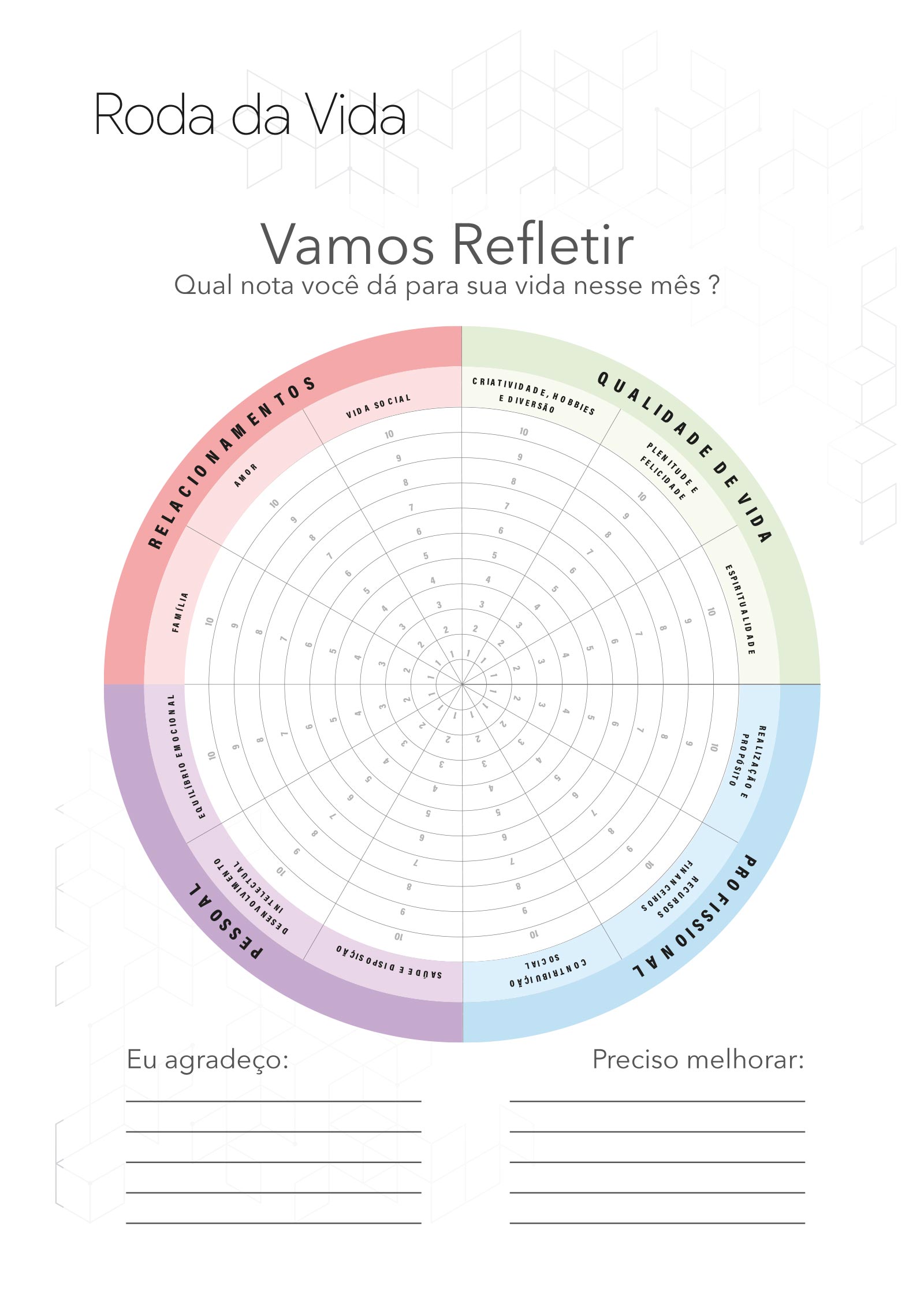 Planner Minimalista Xadrez Roda Da Vida Fazendo A Nossa Festa