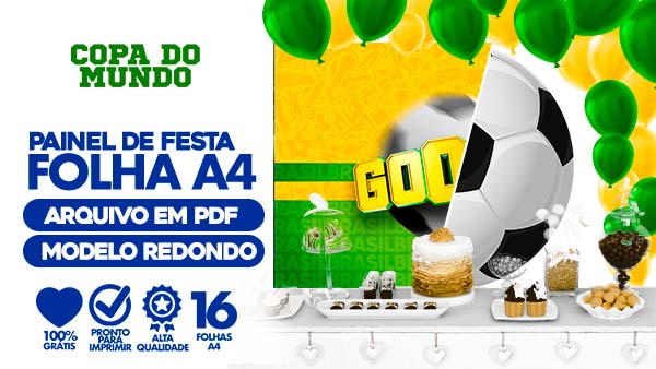 Painel Festa Copa do Mundo 2022 Usando Folhas A4