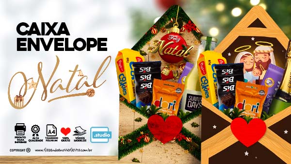 Caixa Envelope de Natal + de 10 Modelos Grátis para Imprimir