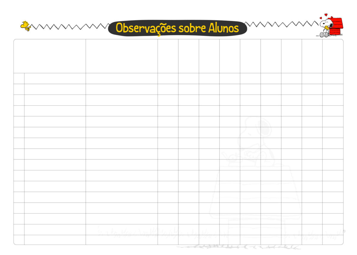 Caderno Planejamento Professor Snoopy Observacoes Sobre Alunos Fazendo A Nossa Festa