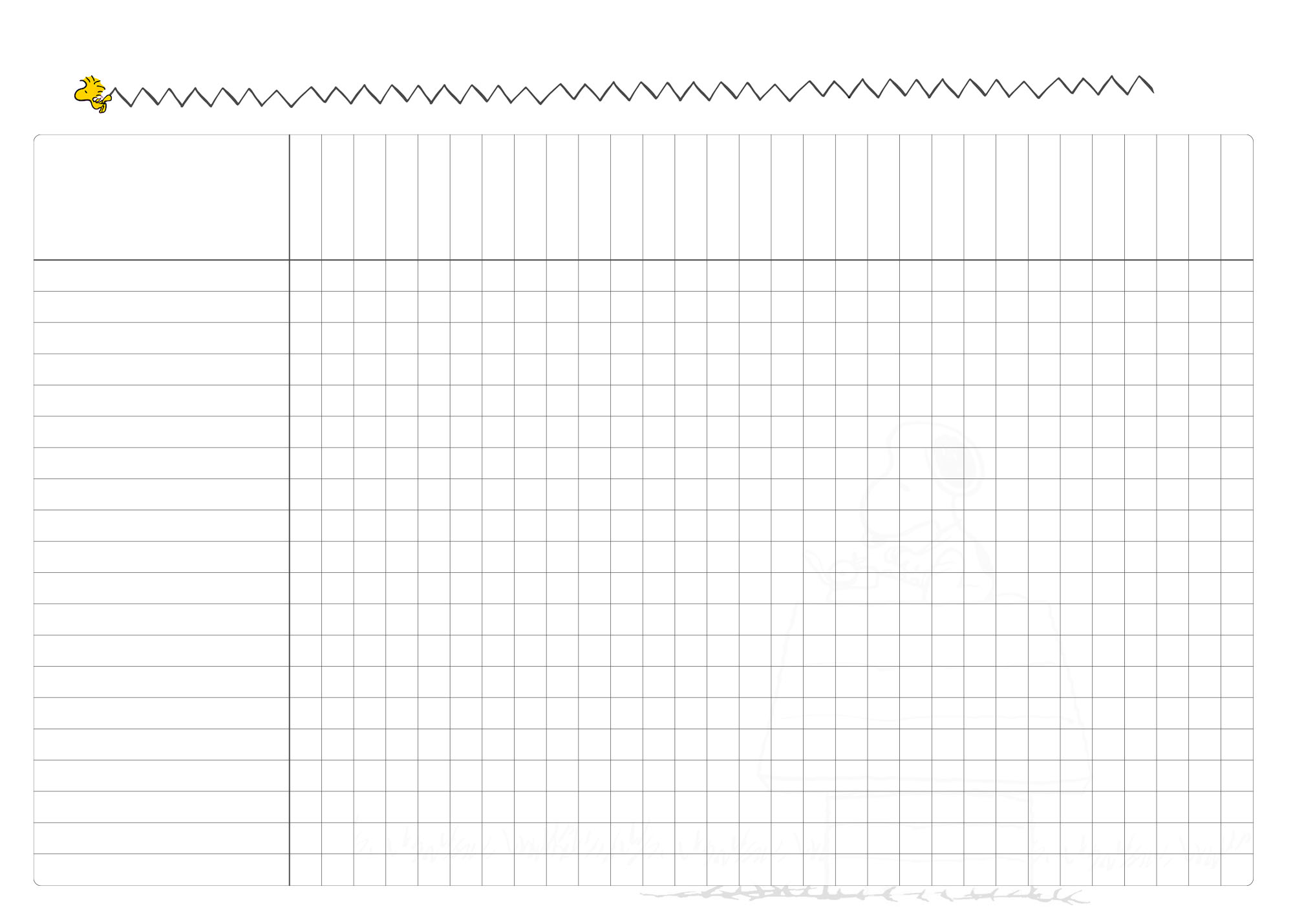 Caderno Planejamento Professor 2023 Snoopy Tabela em Branco