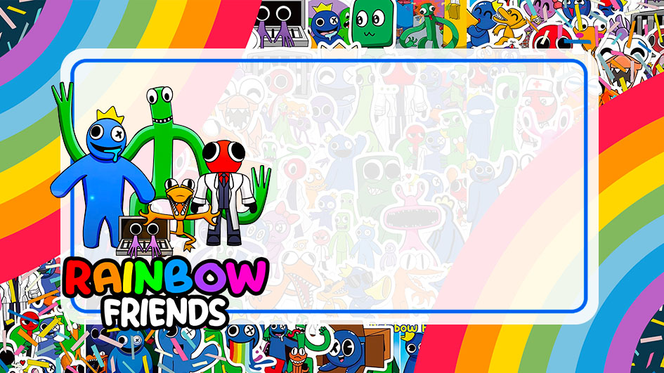 Topo de bolo Rainbow Friends para editar e imprimir grátis - Festa Free