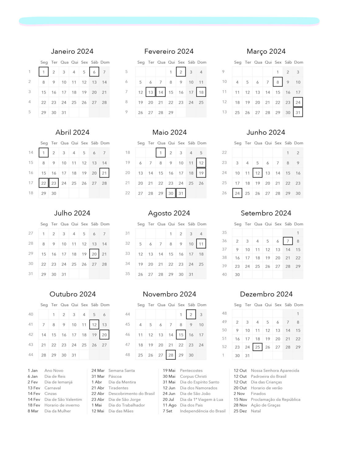 Planner Professor Colorido Calendario Professor 2024 Fazendo a Nossa
