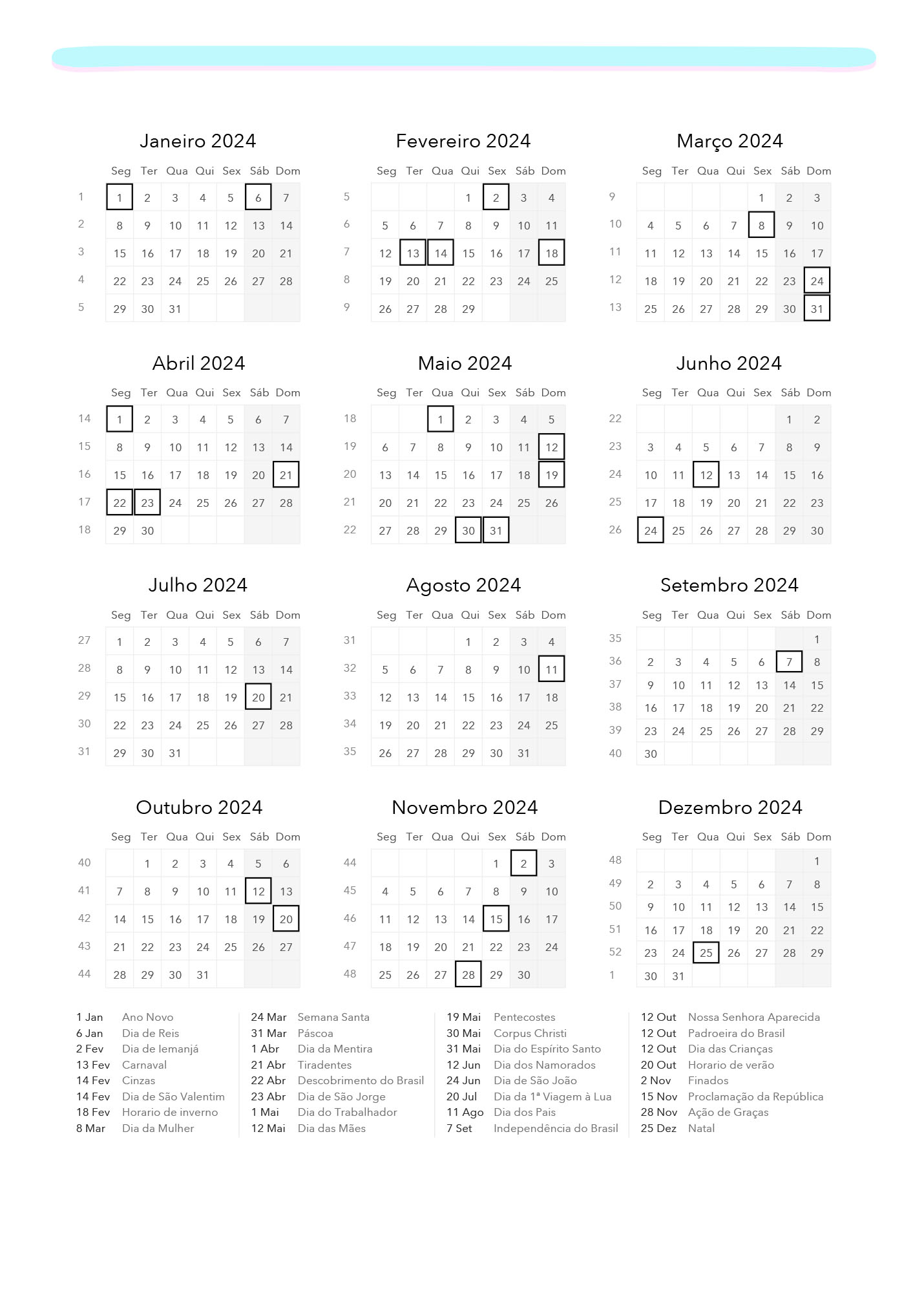 Planner Professor Colorido Calendario Professor 2024