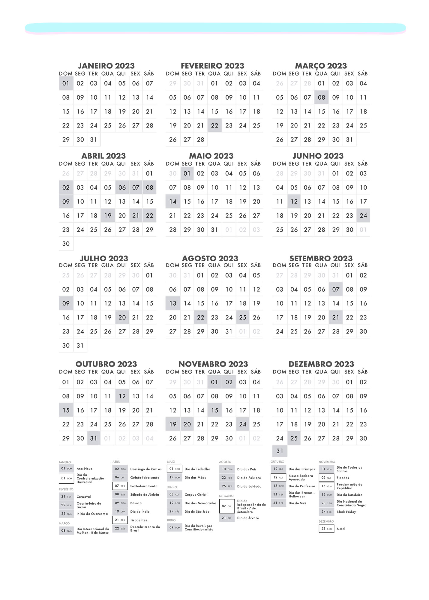 Planner Professor Colorido Calendario Professor