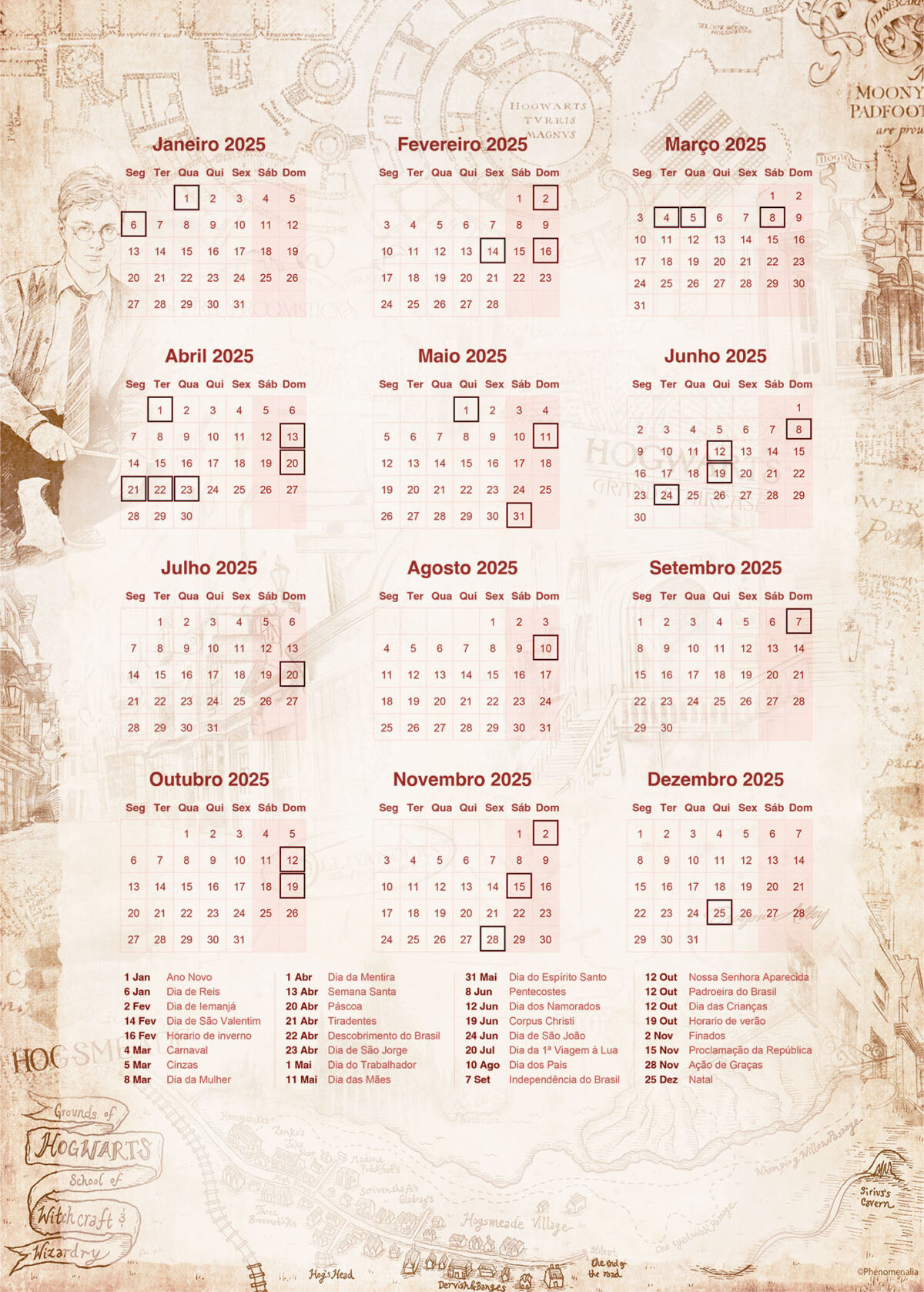 Planner Professor Harry Potter Calendario Professor Fazendo A Nossa Festa