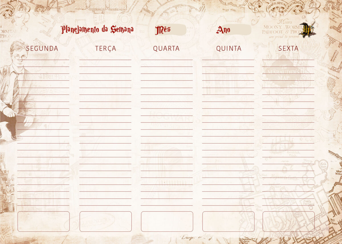 Planner Professor Harry Potter Planejamento Da Semana Fazendo A Nossa Festa