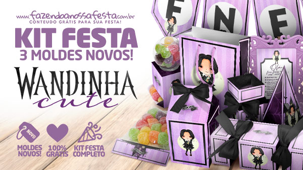 Kit Festa Wandinha Cute – Faça sua Festa em Casa, Moldes Grátis