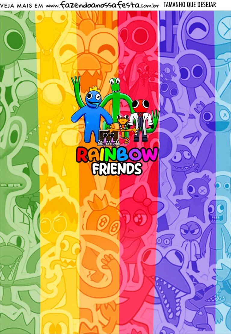 Printable Rainbow Friends Fazendo a Nossa Festa
