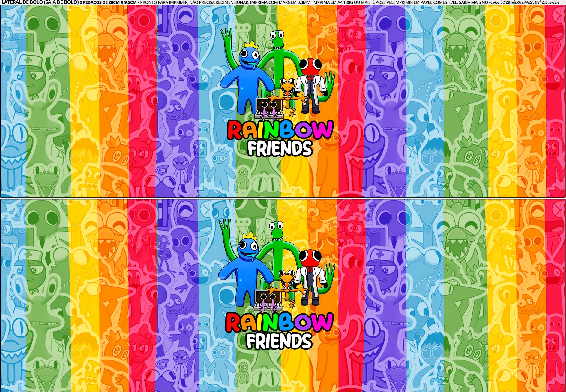 Saia de Bolo Rainbow Friends 2 - Fazendo a Nossa Festa