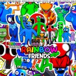 Tema Rainbow Friends. Bolo cenográfico em biscuit. #rainbowfriends #ra