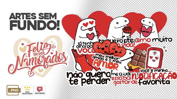 Artes Sem Fundo para Dia dos Namorados – Grátis – Flork