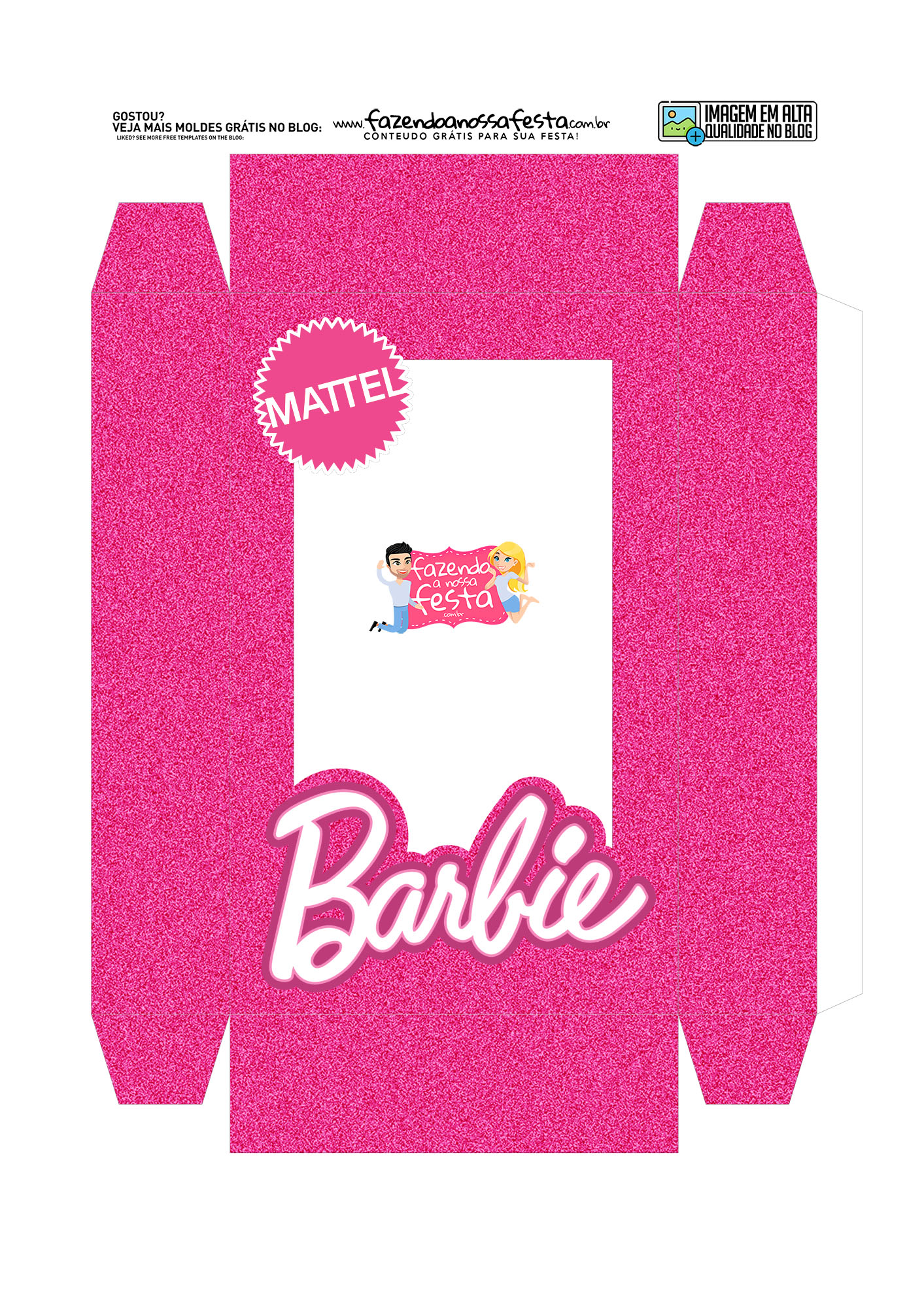 Moldes Grátis para Imprimir: Topo de Bolo Barbie