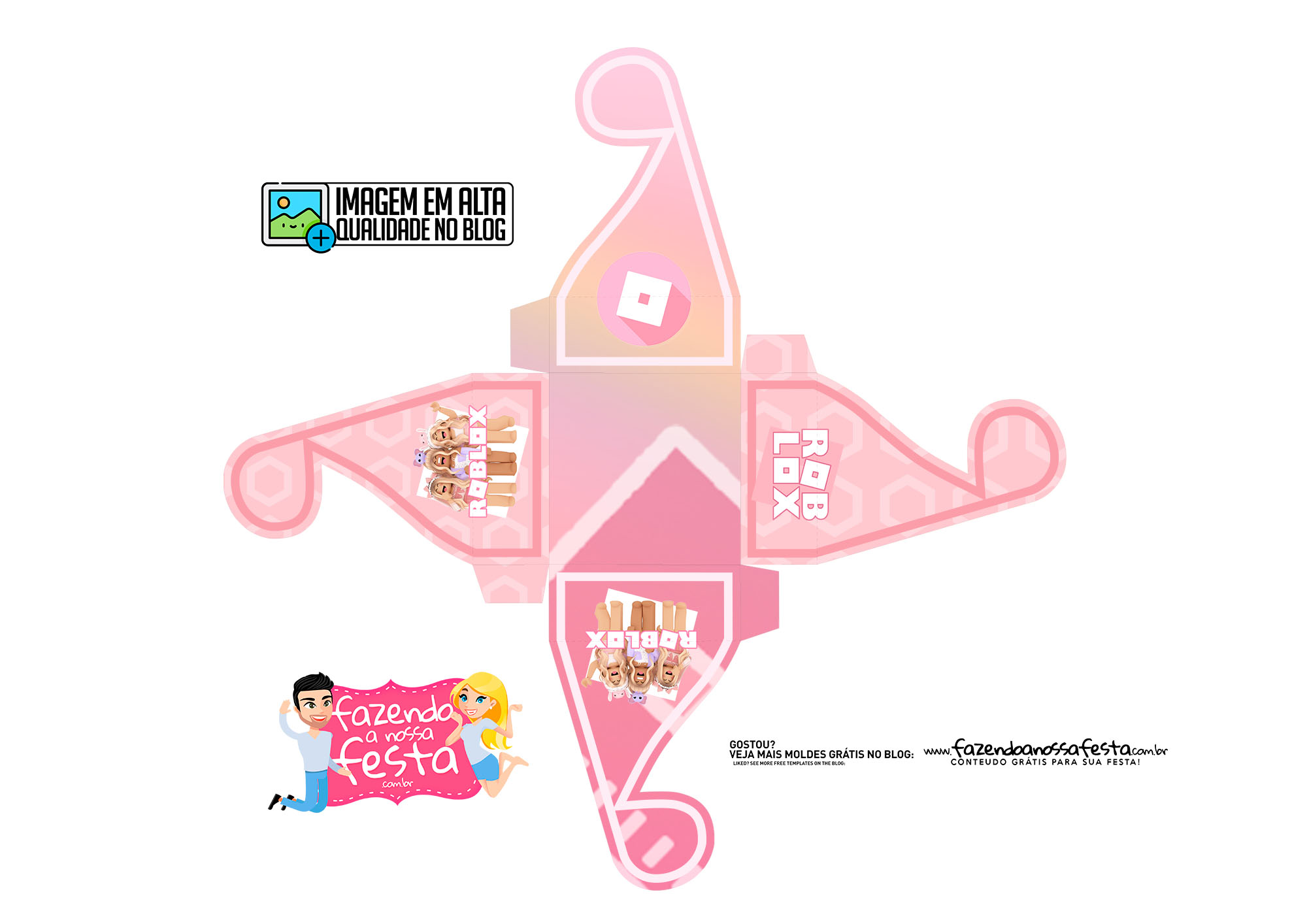 Kit Caixas Roblox Rosa - 18 Itens